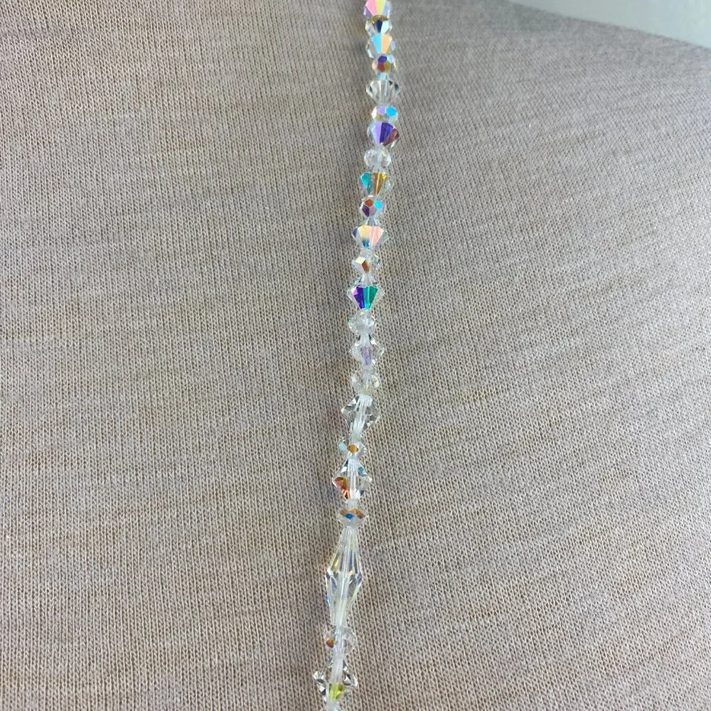 Vintage AB Aurora Borealis Faceted Glass Bead Necklace 34" - Picture 7 of 10